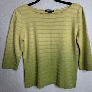 Ellen Tracy Sz X-Large Gradient Green Soft Boatneck Sweater Cashmere Silk